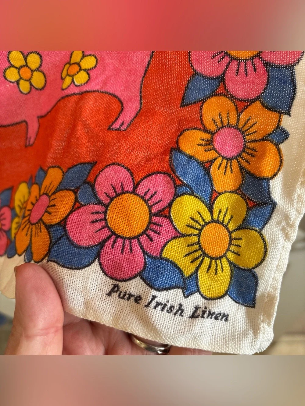 Pure Irish Linen Old Bleach Tea Towel 653 Ireland Approx 29x18 Folk Art Farm MCM